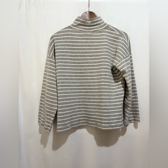 Madewell Funnel Neck Top Shirt Oversized Boxy Striped‎  Womens Size M - Picture 2 of 5